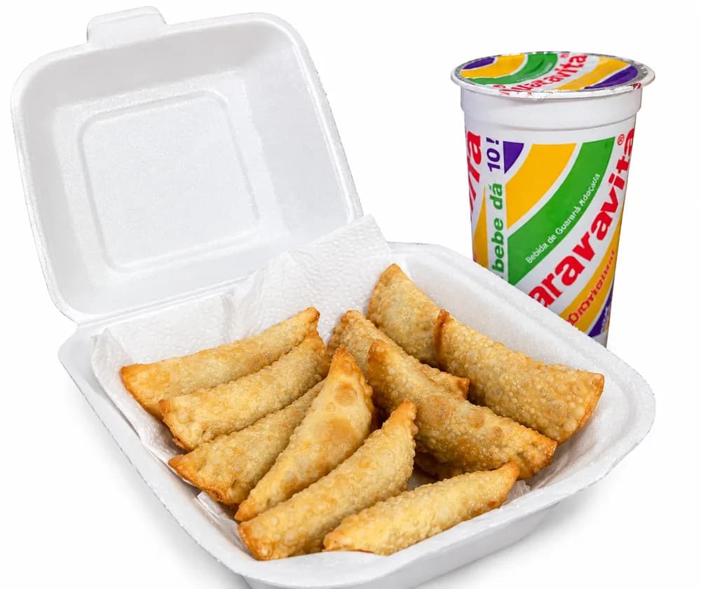 10 Mini Pastéis + 1 Guaravita
